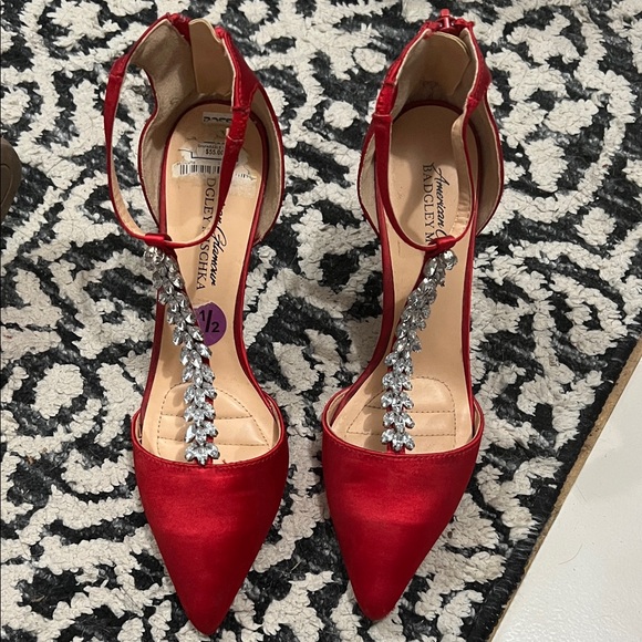 american glamour Shoes - Red Heels with Silver Embellishments